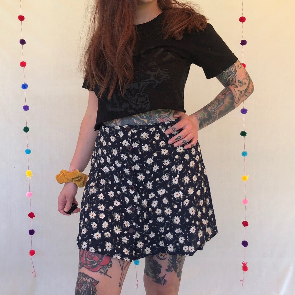 Vintage Express button down floral skirt